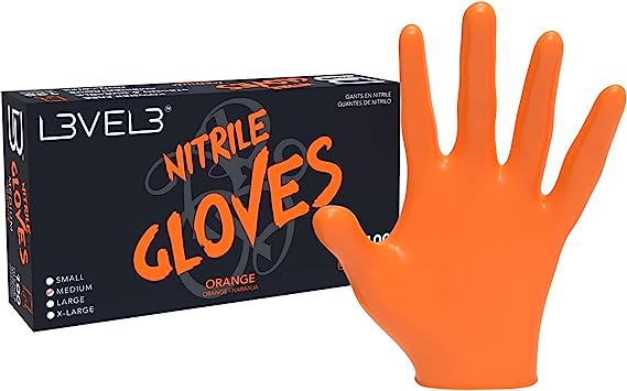 L3VEL3 Professional Nitrile Gloves (Orange)