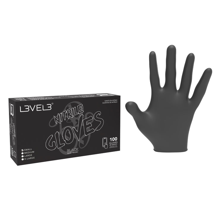 L3VEL3 Professional Nitrile Gloves (Black)