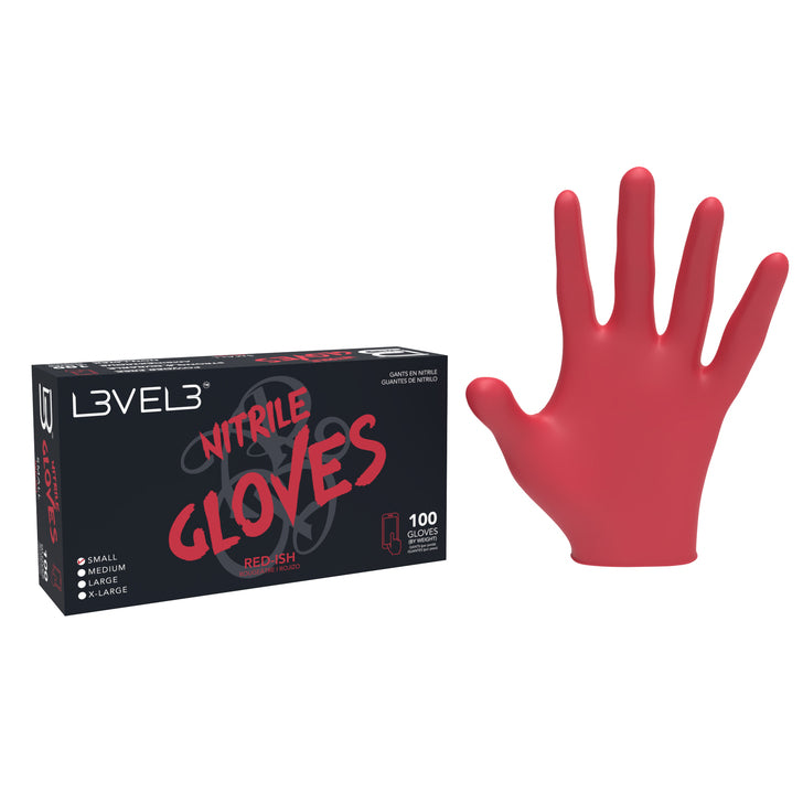 L3VEL3 Professional Nitrile Gloves (Red)